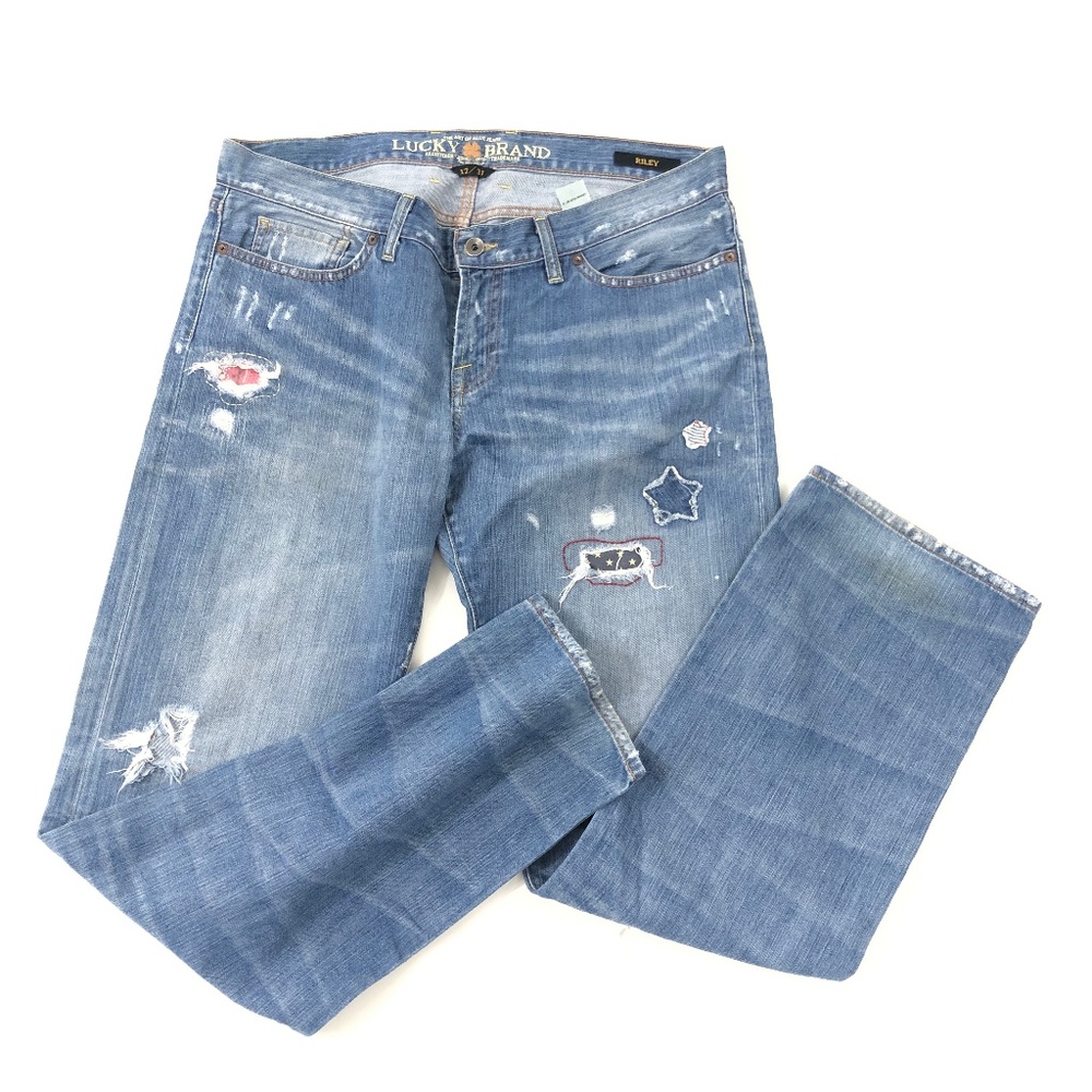 Lucky Brand Riley Jeans Patchwork Distressed